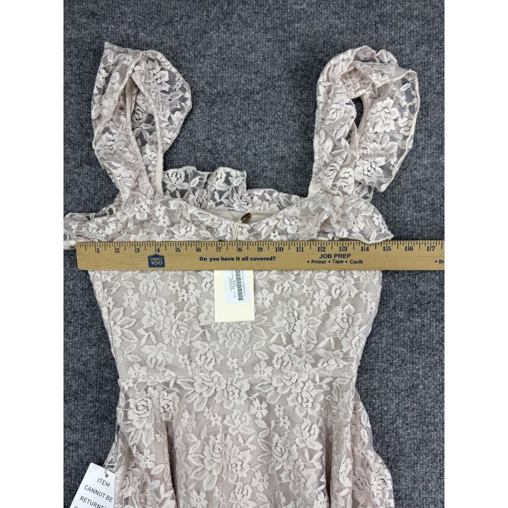 Joyfolie Dress Womens XS Blush Elowen Lace Ruffle Asymmetrical High Low Midi - Picture 4 of 10